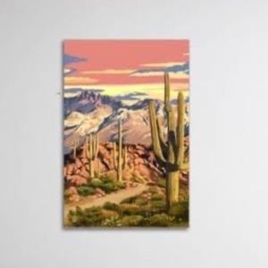 Large Desert Cactus Trail  Print 36x54 Unframed